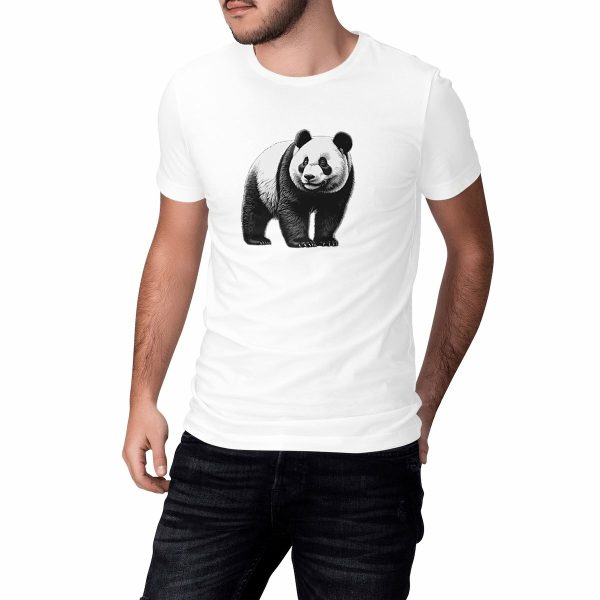 T-shirt panda unisexe épais, dessin noir et blanc